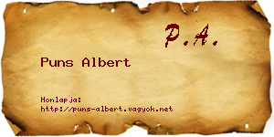 Puns Albert névjegykártya